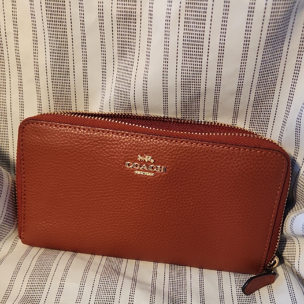 Coach Burnt Orange Leather Wallet Classic Design